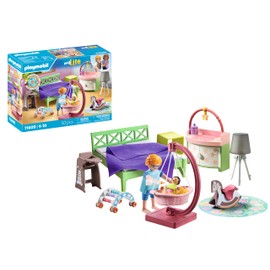 PLAYMOBIL MyLife 71609 Bedroom with Baby Play Corner and Two Figures, Made from Over 80% Recycled and Bio-Based Materials, Detailed Toy for Children from 4 Years