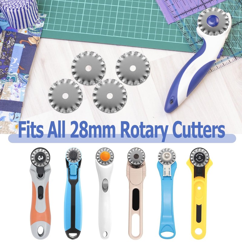 Mesee 5Pcs Pinking Rotary Cutter Blades 28mm Wave Rotary Blade