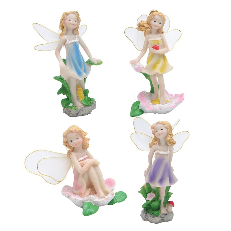 4Pcs/Set Fairy Statue Elf Sculpture Art Craft Outdoor Courtyard Garden