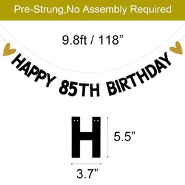 HAPPY 85TH BIRTHDAY Banner,Pre-Strung,Black Paper Glitter Party Decorations for 85 Years Old 85TH Birthday Party Supplies Letters Black ZHAOFEIHN