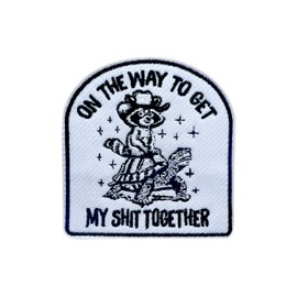 Zolawe On The Way to Get My Sh*t Together Patch, 3 Inches Sew On Iron On Humor Embroidery Patches for Clothes Backpacks Hats Jeans Bags, Embroidered Patches, Racoon DIY Iron On Patch for Adult