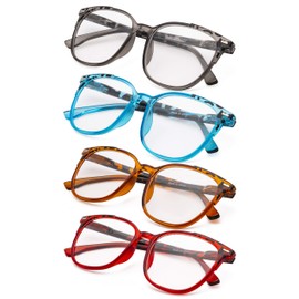 Gr8Sight Ladies Reading Glasses - 4 Pack Large Square Readers for Women Mix +1.75