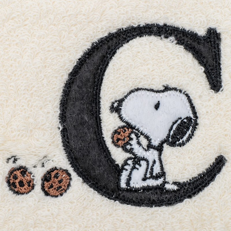 Tsujiseru Snoopy Mini Towel 25cm Initial C Embroidered White