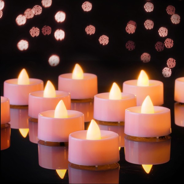Amagic Amagic Pink LED Tea Lights Candles, 24 Pack Battery