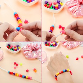 600 Pieces Heart Beads Star Beads Large Hole Beads Multicoloured Acrylic Beads Bracelet Kawaii Rainbow Necklace Jewellery Making Craft Beads for Christmas Valentine's Day DIY
