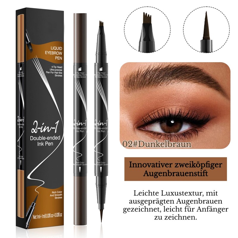 Eyebrow Pencil, 2-in-1 Dual-Ended Eyebrow Pencil, with Fork Tip Applicator,