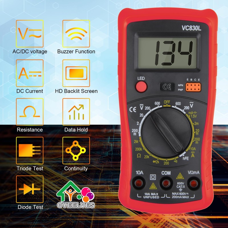 Pocket Digital Multimeter, Multifunction Battery Tester with LCD Backlight Display,