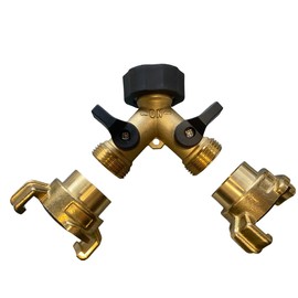 Solid Brass geka Type Claw Fittings with Brass Two Way tap Splitter,fits taps with,3/4" bsp Thread,as Used by Professional Gardeners,Landscapers and Nursery Workers