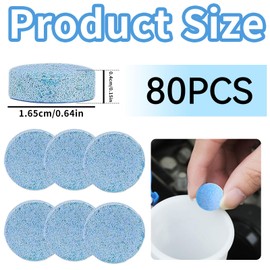 80pcs Car Screenwash Tablets, Concentrated Windscreen Car Wiper Solid Cleaning Effervescent Tabs, Multifunctional Washer Fluid Tablets for Cleaning Car Glass Wiper Kitchen Windows Screen Etc