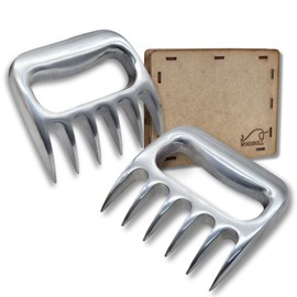 WOODBULL Premium Aluminum Polished Bear Claw Set Meat Shredder, Meat Shredder Claws for Pulled Pork, Chicken BBQ, Turkey, Kitchen Smoker Tool for BBQ Grilling, With Stylish Gift Box