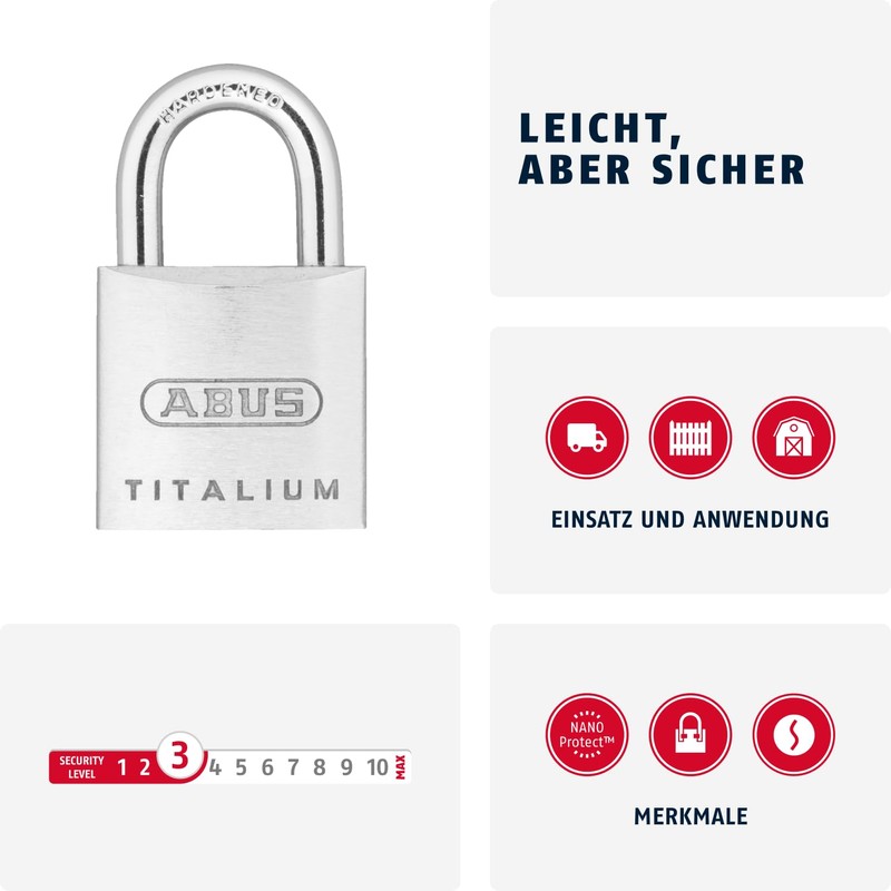 ABUS Padlock Titalium 64TI/25 gl.-6256 - keyed Alike - Lock
