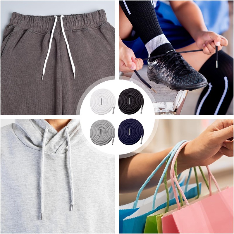 4Pcs Replacement Drawstring Cord for Pants,Round Cotton Drawstring for Hoodies,