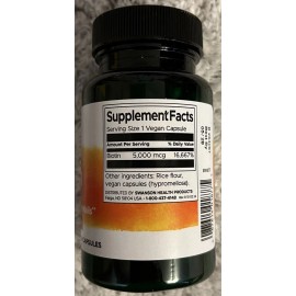 Swanson 200 Caps Swanson Biotin 5000 mcg 2X100 Caps Nourishes Skin Hair Nails