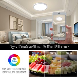 Smanu LED Ceiling Light,18W 1800LM,3 Color Temperatures in One 3000K/4000K/6000K,Waterproof Flush Mount Ceiling LED for Bathroom,Living Room,Dining Room,Kitchen,Office,Ø23CM