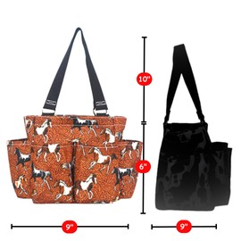 NGIL Small Utility Tote Small Carry on Travel Tote Bags for Women, Women Mini Work Tote Caddy Bag (Stallion Style- Black)