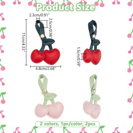 nbeads Pack of 2 Cherry Bag Charms, PU Leather Cherry Key Chain, Cute Bag Cherry Keyring for Handbags, Red and Pink, Red and Pink