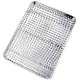 16 Inch Baking Sheet and Rack Set, P&P CHEF Stainless Steel Baking Cookie Sheet Pan with Grid Rack for Cooking/Roasting/Cooling, Oven & Dishwasher Safe, Healthy & Durable