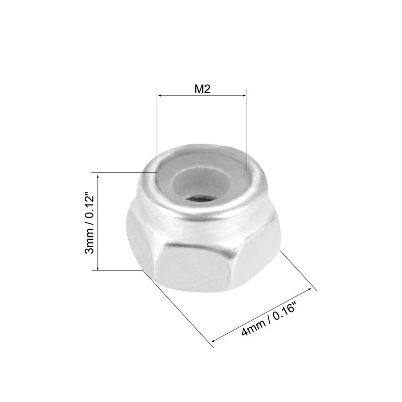 sourcing map M2 x 0.4mm Nylon Insert Hex Lock Nuts,