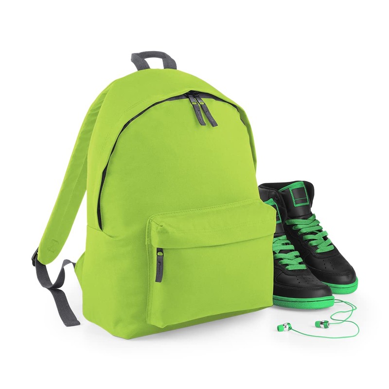 BagBase BG125J Junior Fashion Backpack - Lime Green/Graphite Grey