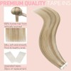 FUOTONBUTY Tape in Hair Extensions Real Human Hair Double Stitched