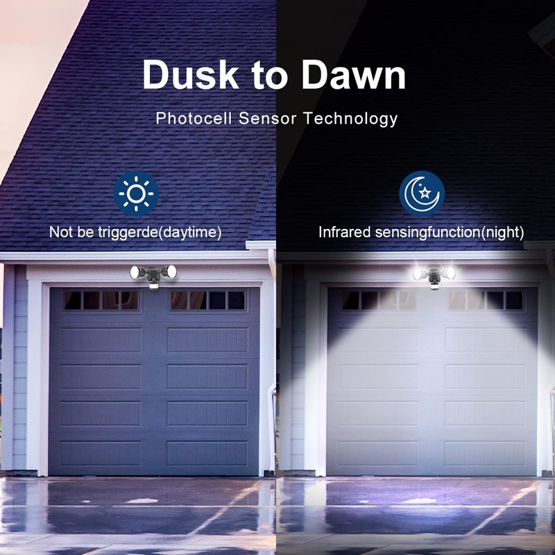 EMANER Motion Sensor Light Outdoor, Dusk to Dawn Floodlight 5000K,