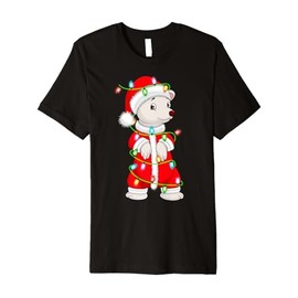 Polar Bear Christmas Lights Santa Costume Cute Animal Xmas Premium T-Shirt