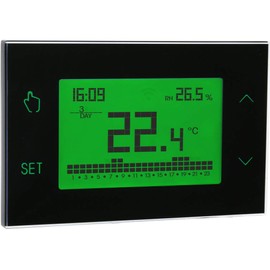 VEMER VE771700 TUO Digital Heating Thermostat with Touchscreen LCD Display, Power Supply 230 V, Black