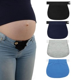 SGERUFZ 4 Stück Hosenverlängerung, Hosenverlängerung Schwangerschaft, Hosenknopfverlängerung, Umstandshosen Knopfverlängerung (schwarz, grau, hellblau, blau)