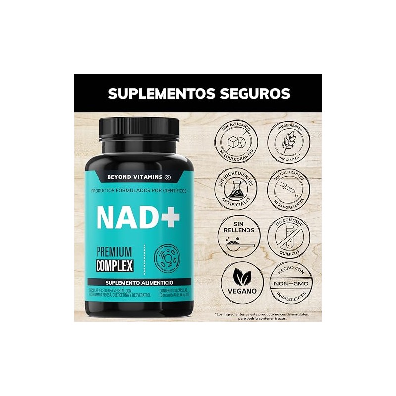 Nad Nicotinamida Ribosa Potenciado Resveratrol Quercetina Betaina Hcl Semilla Uva