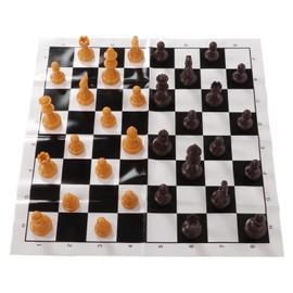 International Standard Chess Set Plastic Chess Set with Chess Board Chess Board for Outdoor Camping Travel (Wood Colour)