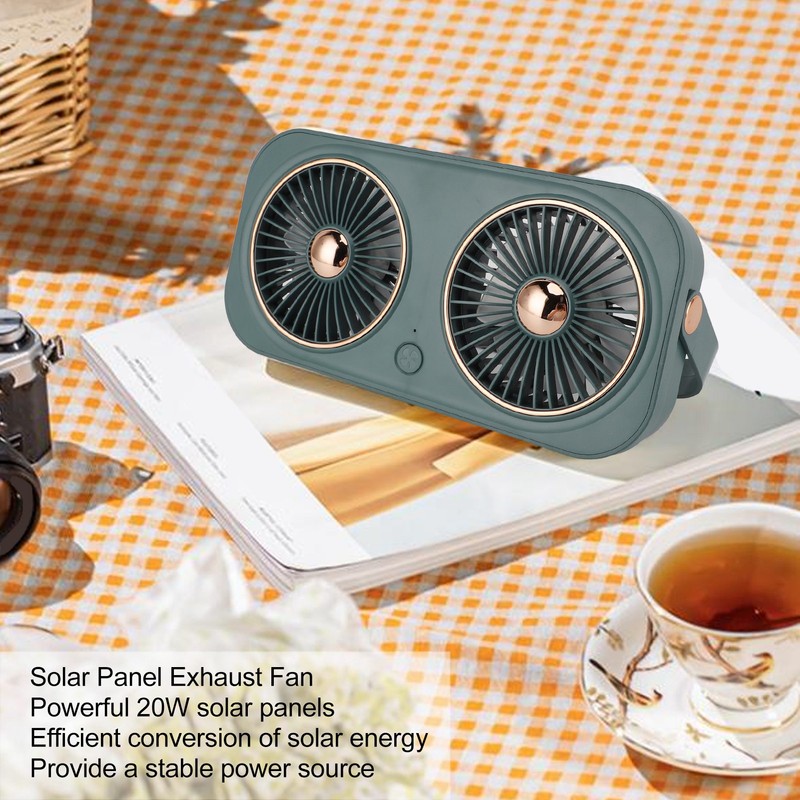 20W Solar Panel High Speed Airflow 5V Dual Exhaust Fan