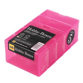 WestonBoxes, Hobby Boxes, Small Plastic Storage Boxes for Arts & Crafts Supplies (Pink, 5-Pack)