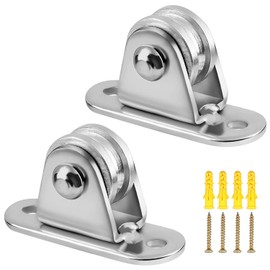 Pulleys Block 2 Packs, Stainless Steel Pulley Roller Silent, Pulley Wheel for Ropes, Mute Bearings Sliding Wheel, Heavy Duty Wall Pulley Loading Up to 85kg/187lb for Indoor Outdoor