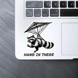 Medium 100mm 'Hang Gliding Raccoon' Permanent Sticker Decal for Cars/Windows/Bins/Walls etc (DW00120577)