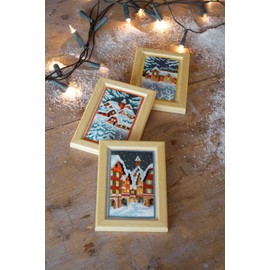 Vervaco Counted Cross Stitch Kit: Winter Night: Set of 3, COTTON, NA, 8 x 12cm