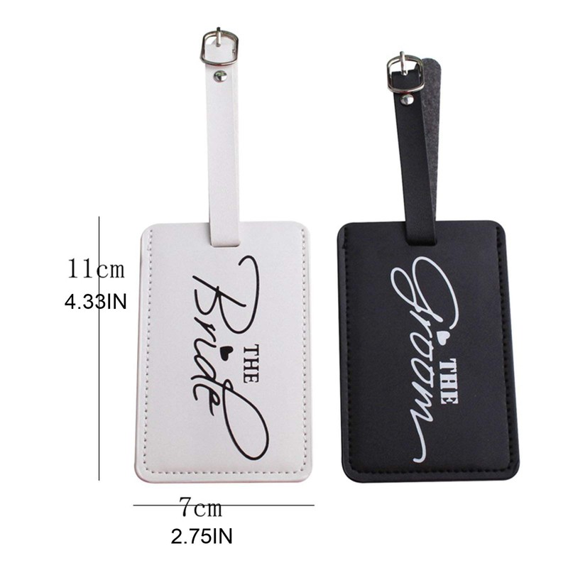 cdhgsh 1Set PU Leather Luggage Tag Bride Groom Passport Case