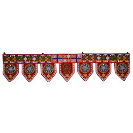 Purpledip Cotton Bandhanwar (Bandharwal Toran) 'Fireworks': Door Hanging Window Valance Tapestry; Ethnic Indian Decor (12446B)