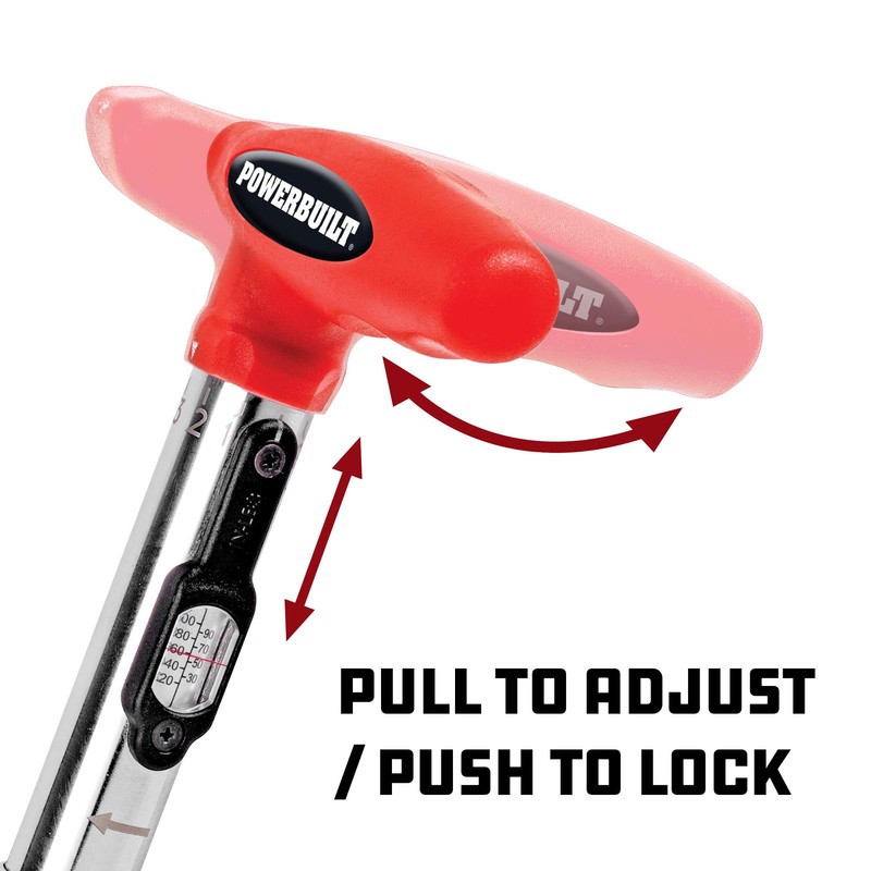 Powerbuilt 1/4 inch Drive Ratcheting T-Handle Torque Wrench, 20-100 in.