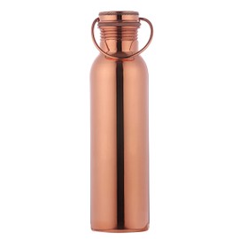 Pure Copper Water Bottle with Handle, 600 Ml, UNLINED, UNCOATED and LACQURED-FREE for Ayurvedic Health Benefits