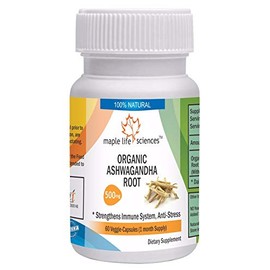 ORGANIC Ashwagandha Supplement (Withania Somnifera/Indian Ginseng) - 500mg - 60 Vegan Capsules - Anxiety and Stress Relief