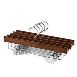 Better to U Antique Brown Wooden Pants Skirt Jeans Trousers Hangers with Adjustable Clips Bottom Hanger(Retro)