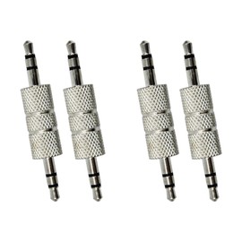 bociloy 4PCS 3.5 mm Male to Male Audio Cable Connector, 1/8” Audio Adapter Male to Male Jack Adapter, Metal Male Headphone Jack Coupler Connector, Silver Plated