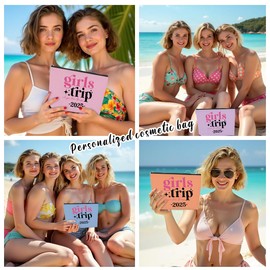 6 Pcs Girls Trip Gifts Set - Insulated Makeup Cosmetic Travel Bag Kit for Women , Bachelorette Weekend Favors, Spa Vacation Essentials, Mother's Day Christmas Birthday Gift for Friends Daughter