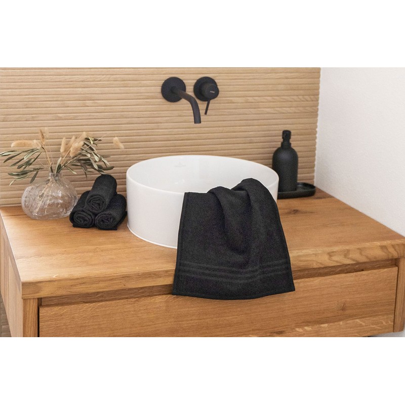ZOLLNER Set of 10 Guest Towels with Three Draft Stripes,