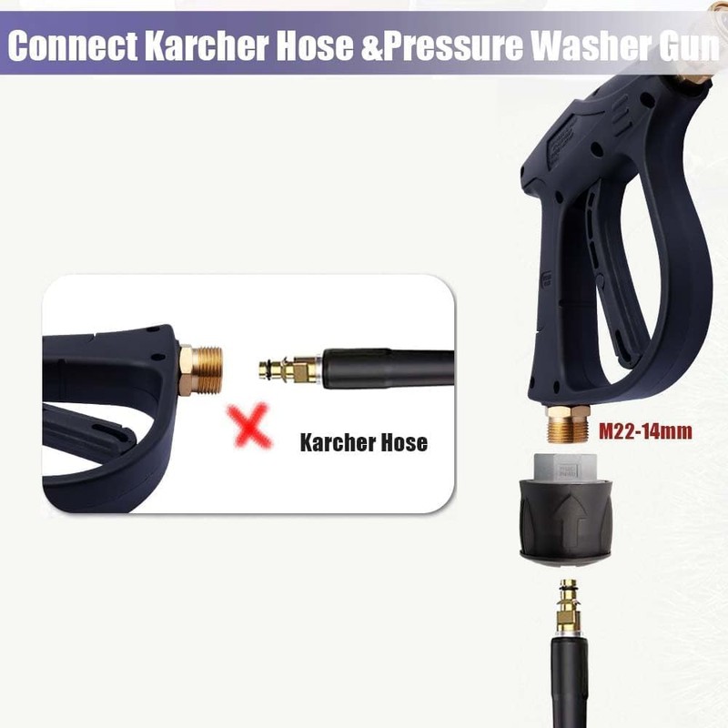 Holdonelight Quick Connect Brass Hose Adapter - M22 14mm Karcher