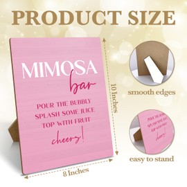Mimosa Bar Sign, Pink Bridal Shower Mimosa Bar Supplies, Minimalist Wedding Bar Decor With Stand, Wooden Tabletop Sign For Engagement Birthday Baby Shower Christmas Party, 03