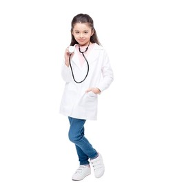 Chrysotex Kids Lab Coat, Button Closure, 4-12 Years, Three Pockets, School and Hobby for Boys and Girls, White