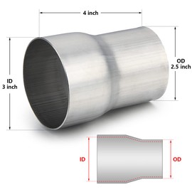 A-KARCK Exhaust Adapter Connector 2.5" OD to 3" ID, Exhaust Pipe Reducer 304 Stainless Steel, 4" Overall Length