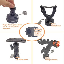 YLXSS Octagonal Interface Base, Multi-Functional Base That can be Matched with Brackets and Other Accessories, Kayak Accessories, with Screws (Horn-Shaped Base)