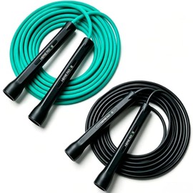 HEREROPE Corda per saltare regolabile – Corda per saltare in PVC da 5mm con manici indistruttibili, anti-groviglio, include 1 corda di ricambio per allenamento fitness indoor e outdoor per uomo, donna